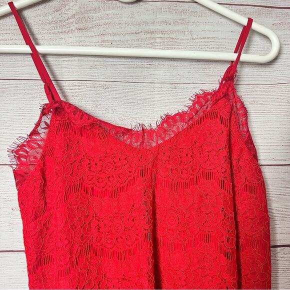 Monteau Los Angeles Red Thin Adjustable Strap Sleeveless V Front Blouse Sz M - Picture 6 of 9